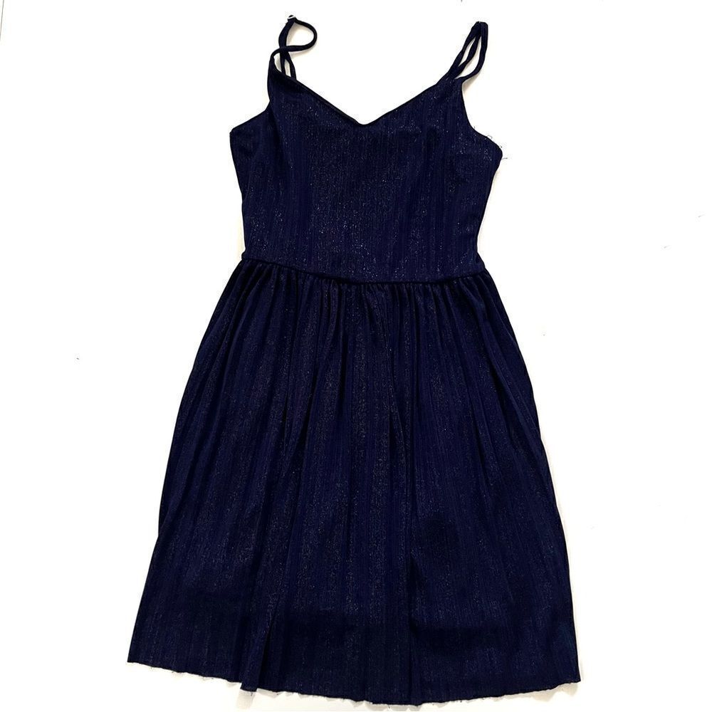 Hollister Sparkly Pleated Mini Dress Size S Navy Blue